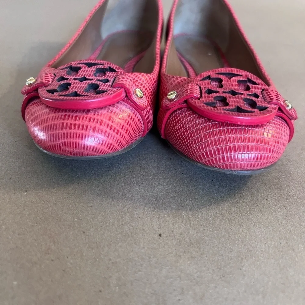 Tory Burch Mini Miller Ballet Flat Melon Micro Tejus Lizard embossed women's 5M